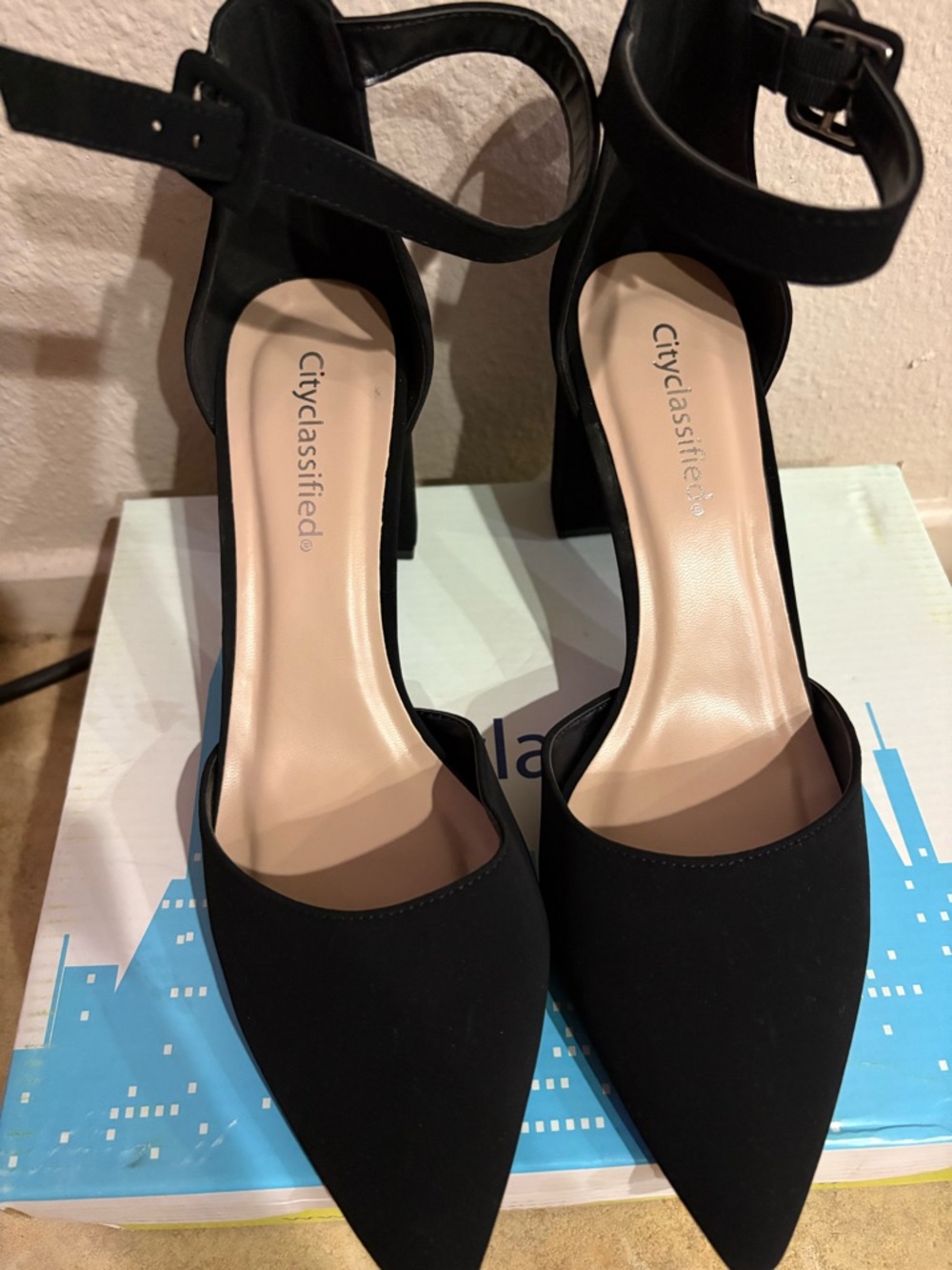 Black Ankle-Strap Block Heels | Size: 9 - Picture 3 of 5